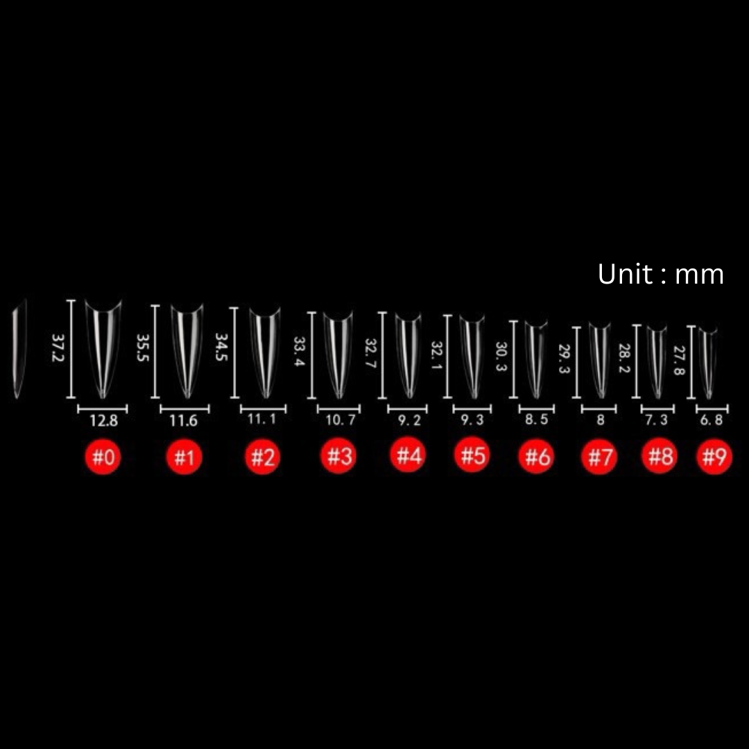 Clear Stiletto L - Non C-Curve Nail Tips (500pcs)