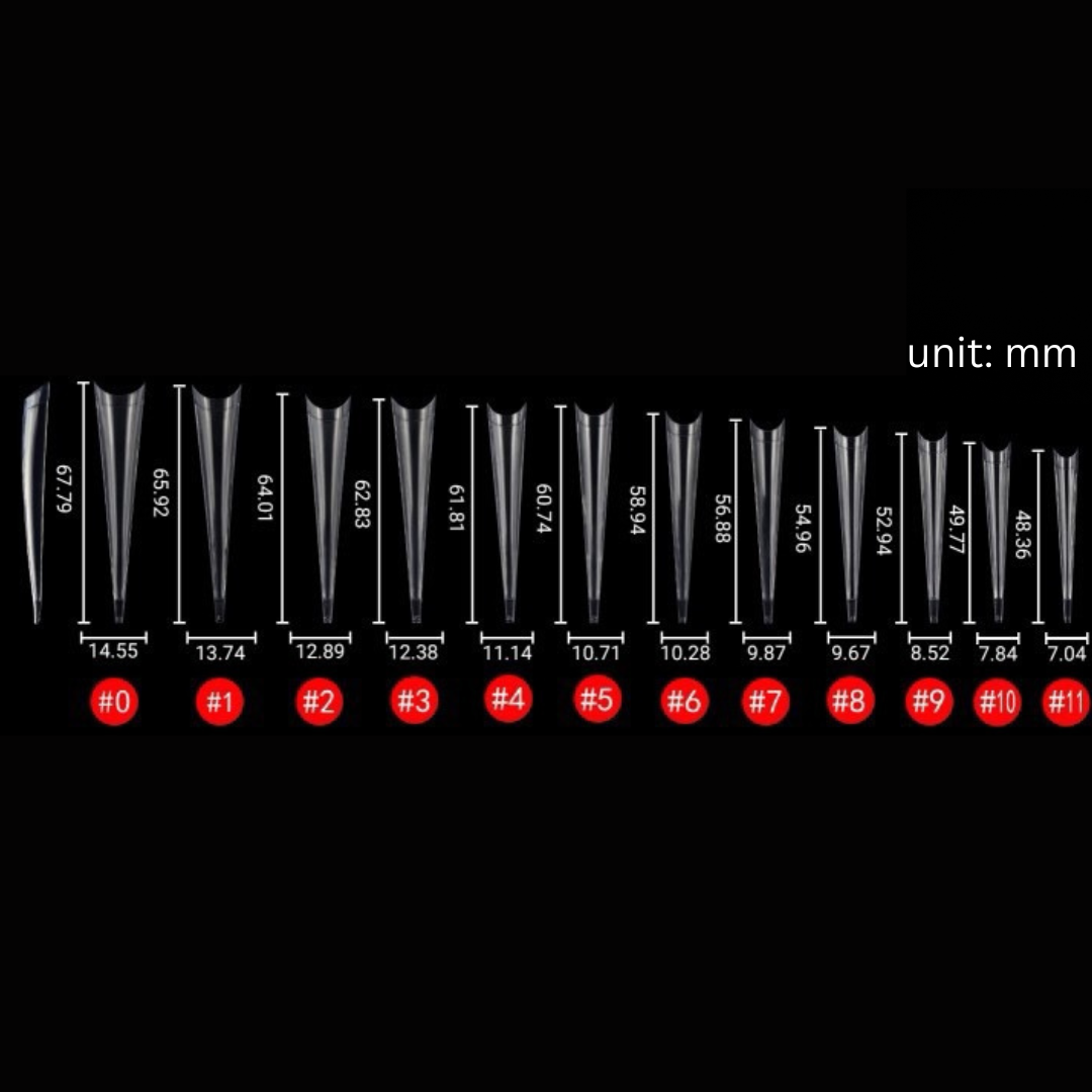 Clear Stiletto XXL - Non C-Curve Nail Tips (260pcs)