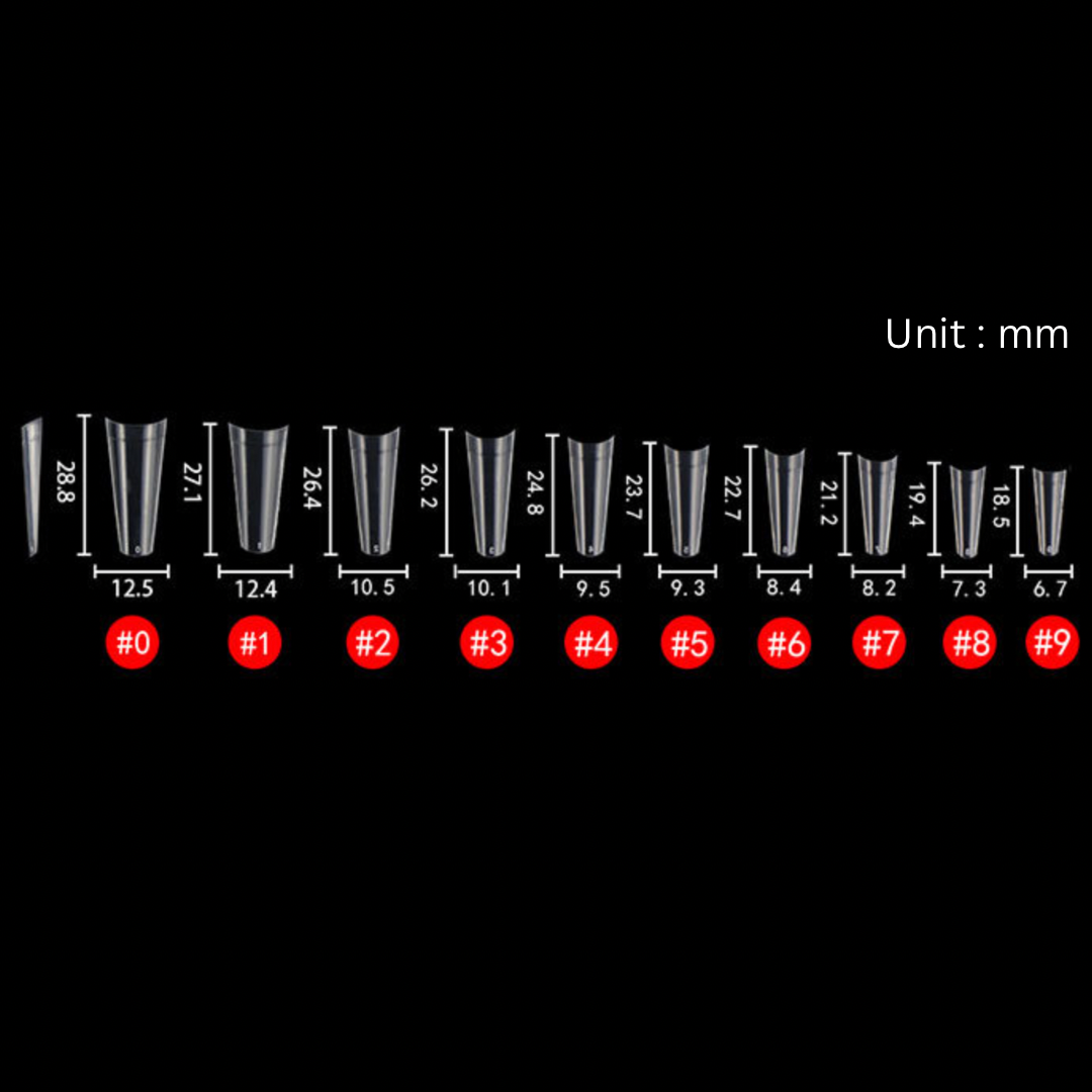 Clear Coffin L - Non C-Curve Nail Tips (500pcs)