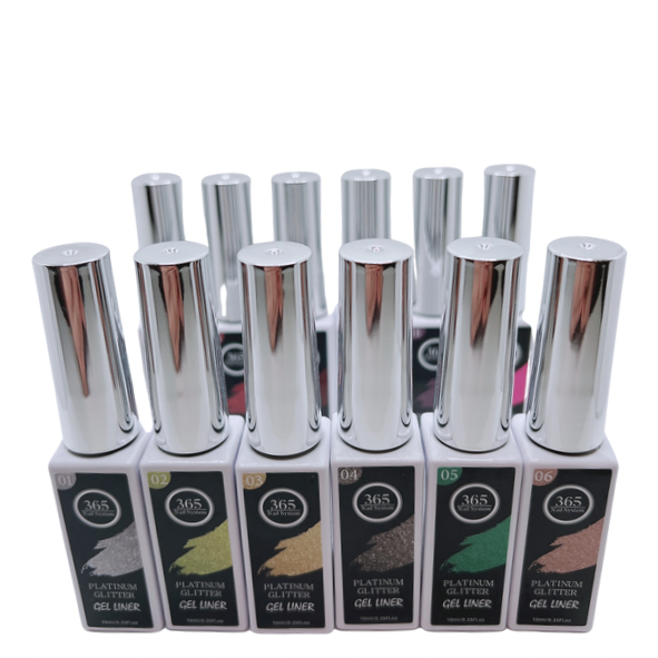 Gel Liner Art- Platinum Glitter - 12 Colors / Set