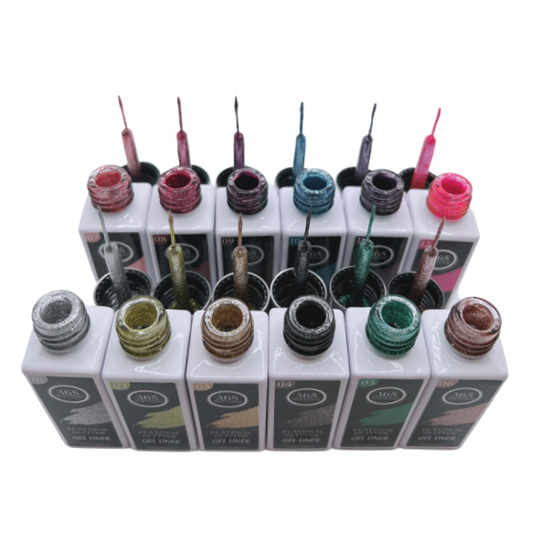 Gel Liner Art- Platinum Glitter - 12 Colors / Set