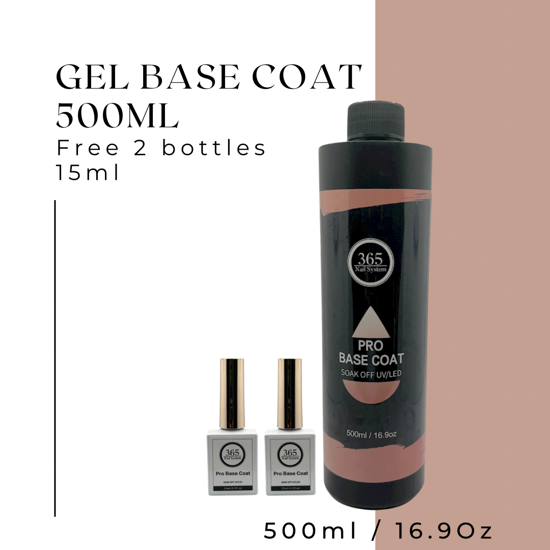 Gel Base Coat Refill 500ml / 16.9 Oz + 2 Bottles 15ml