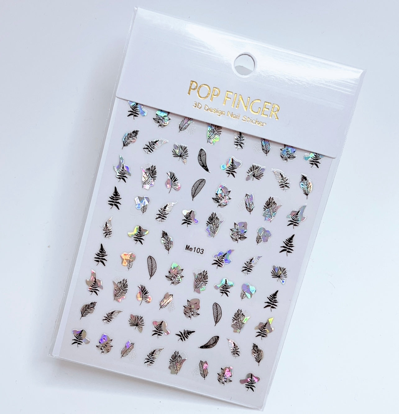 Leaf / Stickers / Laser Silver - Black - #159