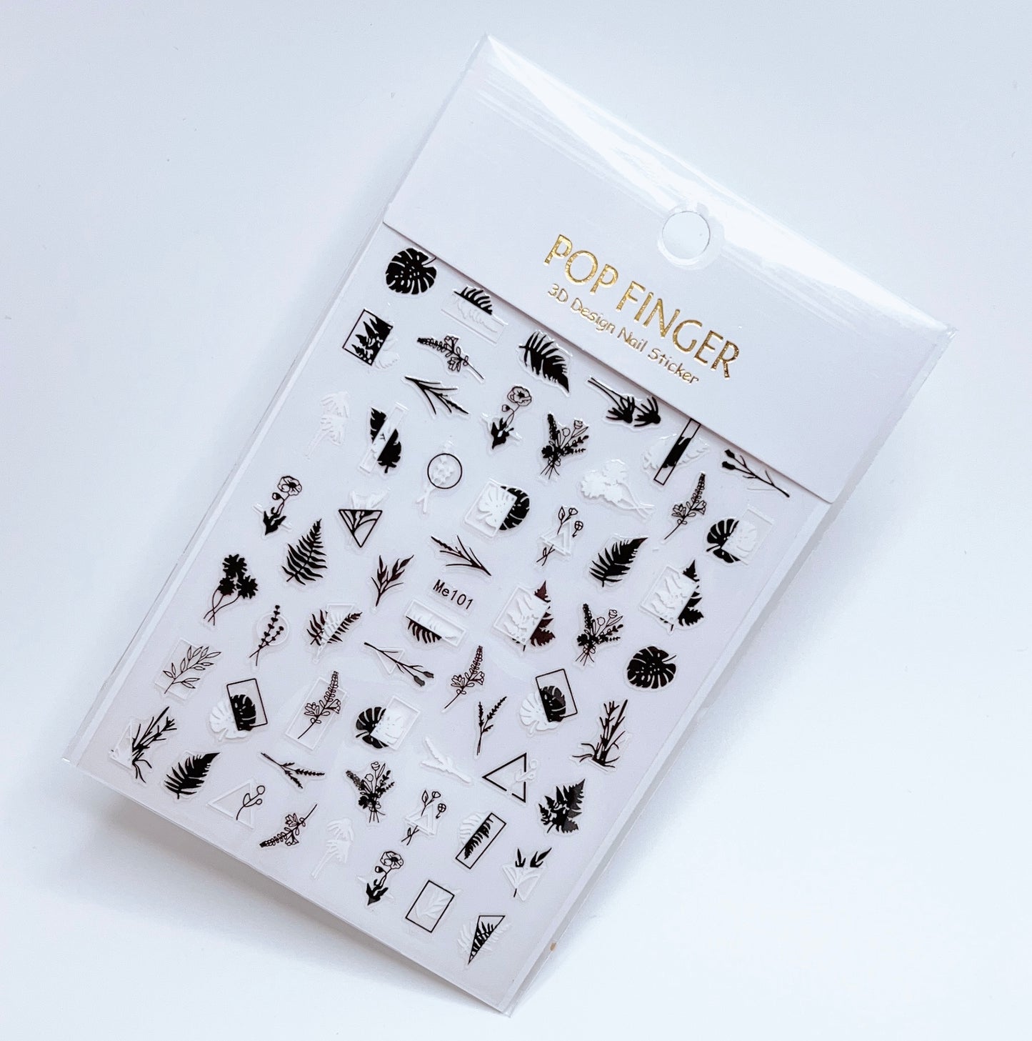Leaf - Line - Flower / Sticker / White - Black - #211