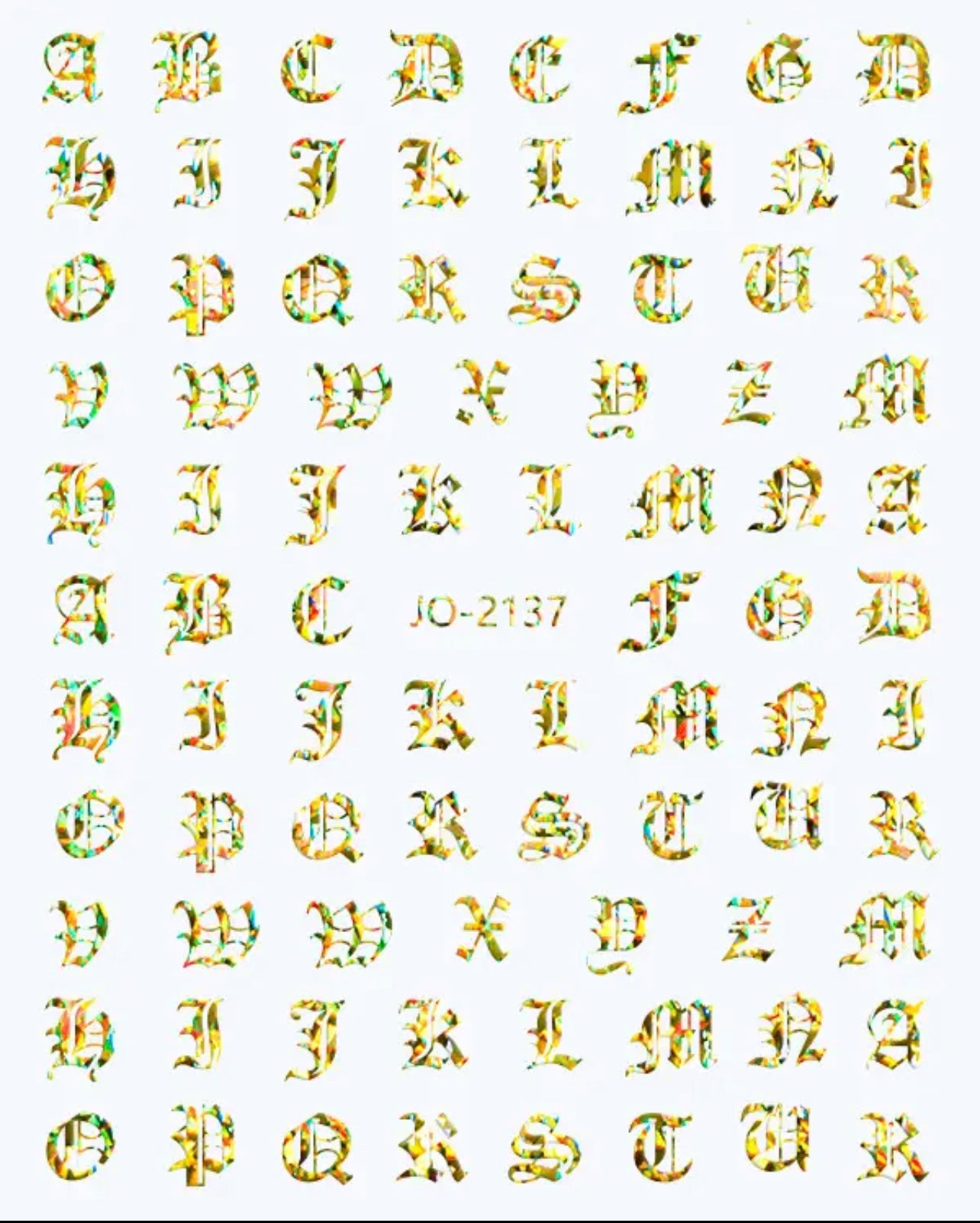 English Letters / Stickers / Laser Gold - #53