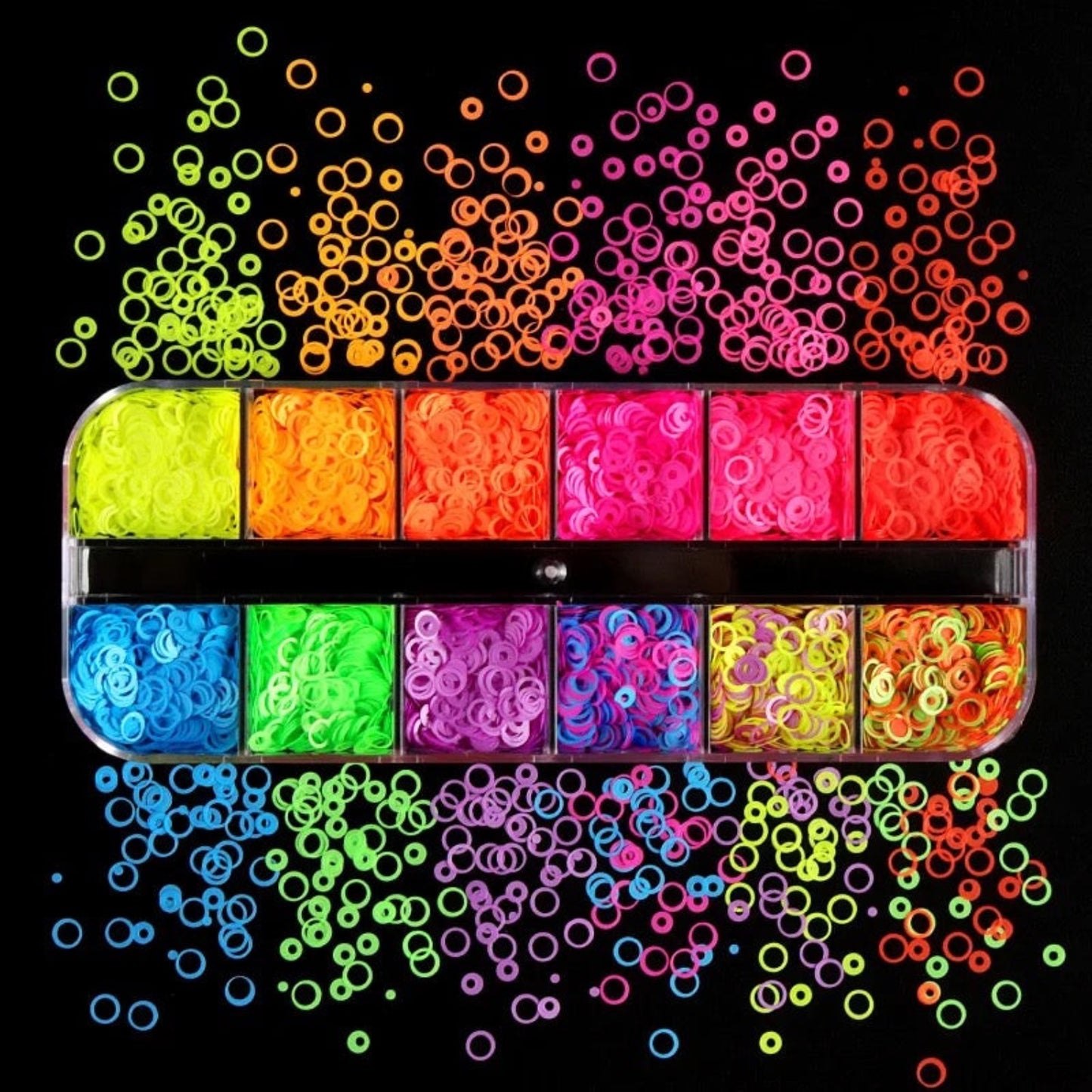 Neon Sequins - Nail Art - 12 Grids