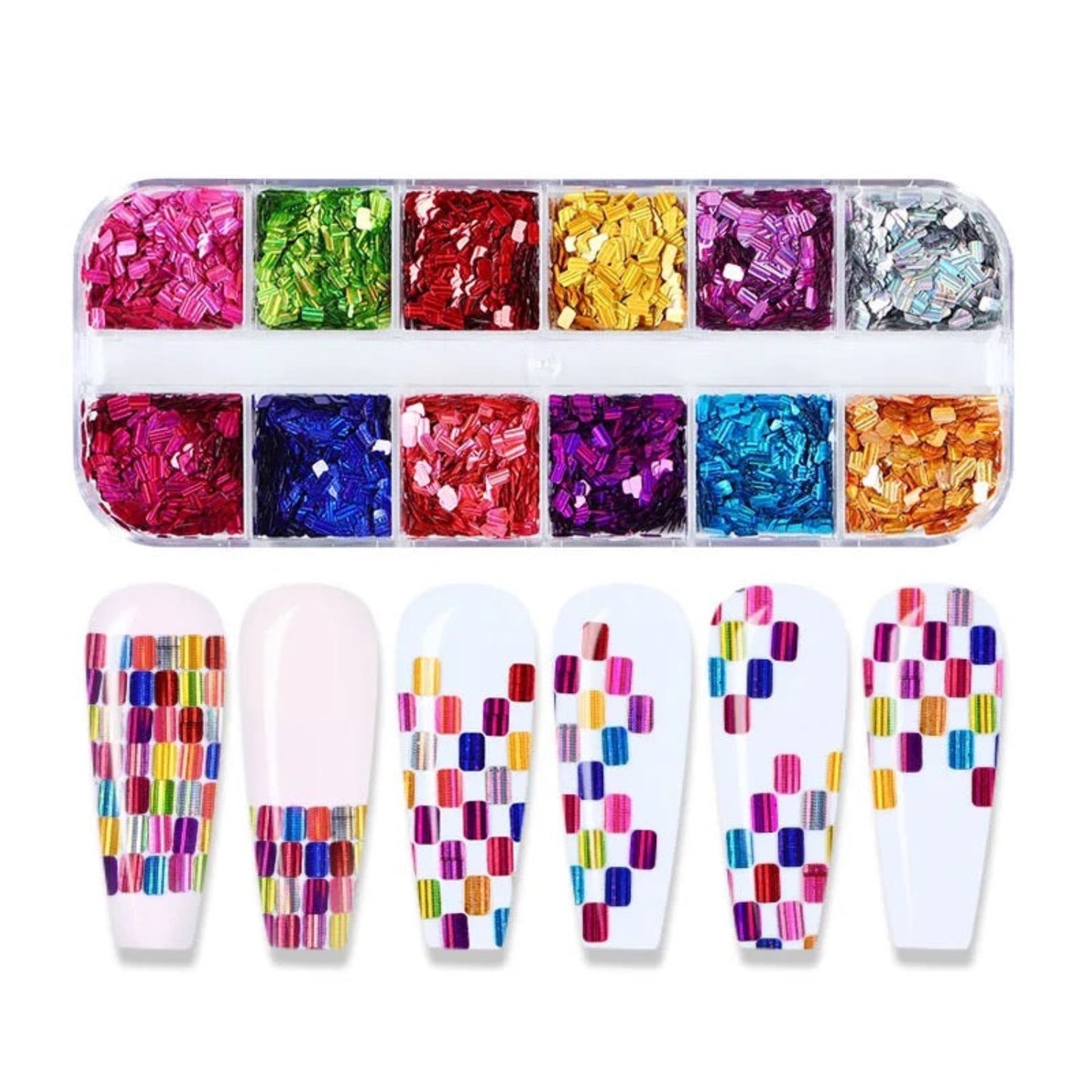 Rectangle / Square Sequins - Nail Art - 12 Grids