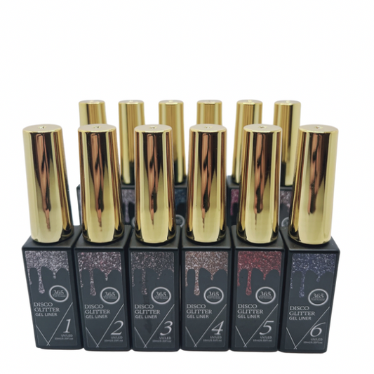 Gel Liner Art- Disco Glitter - 12 Colors / Set