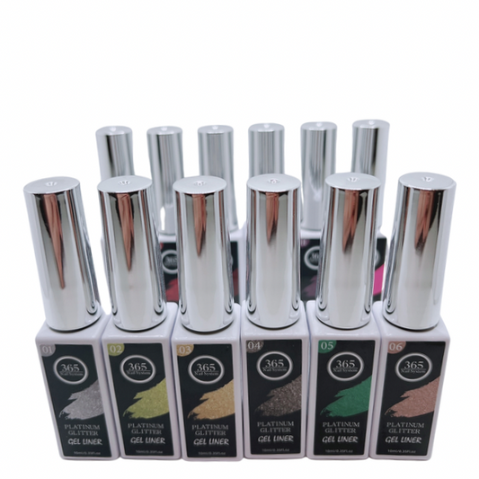 Gel Liner Art- Platinum Glitter - 12 Colors / Set