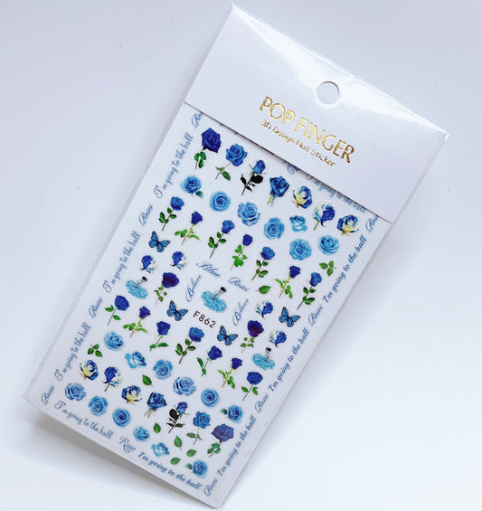 Rose Flower / Stickers / Blue - #119