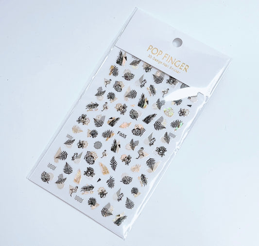 Leaf / Stickers / Laser Gold - Black - #160