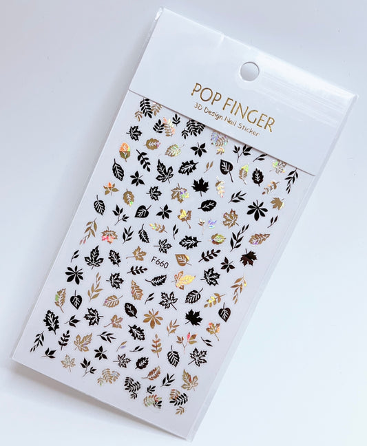 Leaf / Stickers / Laser Gold - Black - #161