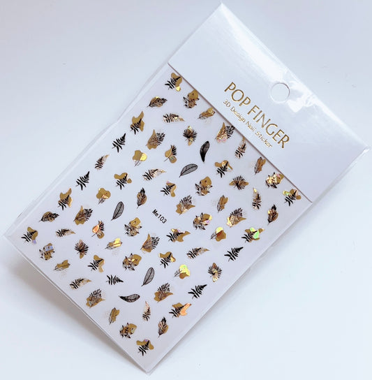 Leaf / Stickers / Laser Gold - Black - #163