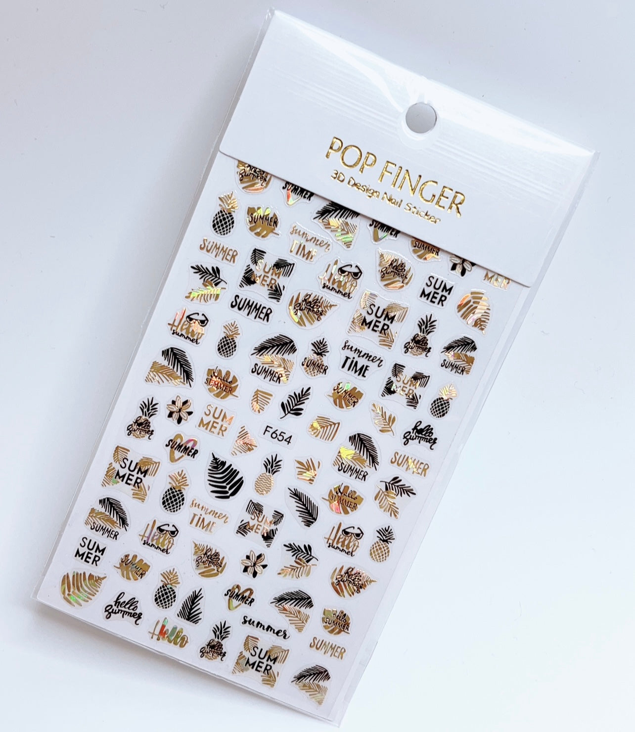 Summer - Leaf - Pineapple / Stickers / Laser Gold - Black - #165
