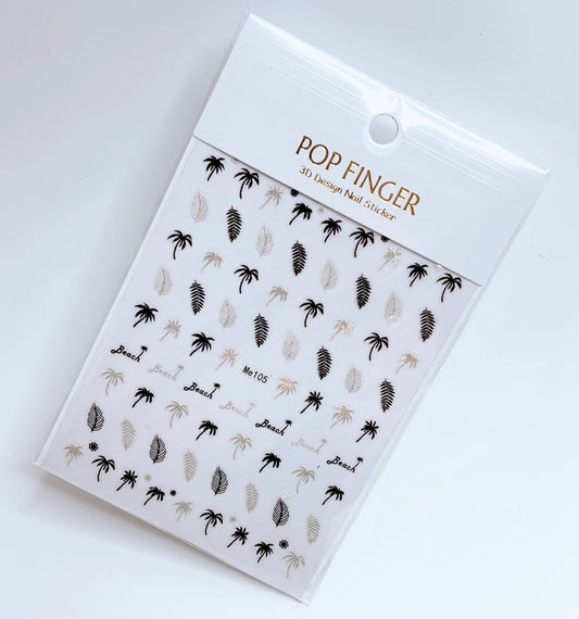 Summer - Leaf - Beach - Palm Tree / Stickers / Black - White - #166