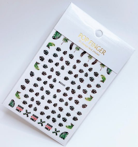 Palm Tree - Leaf - Tropical Garden  / Stickers / Green- #170