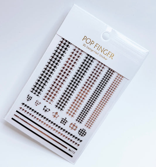 Houndstooth / Sticker / Black - Rose Gold - #175