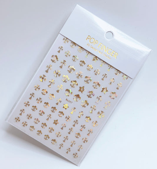 Cross -  Star / Sticker / Laser Gold - #179
