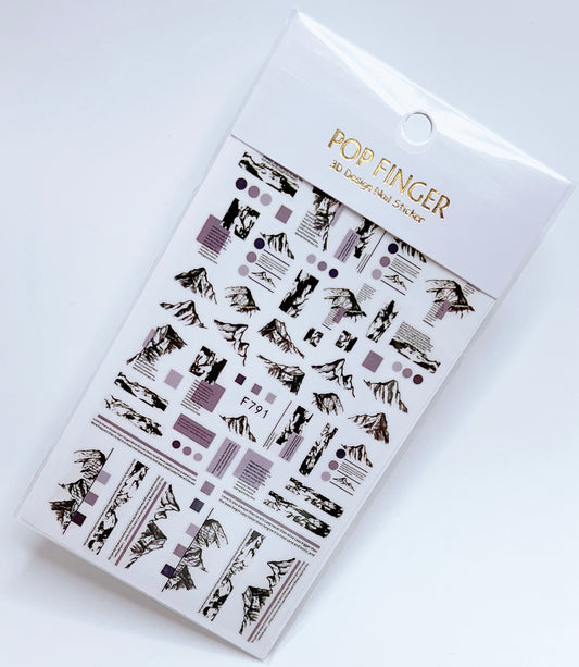 Mountain - Letter / Sticker / Black - Purple - #202