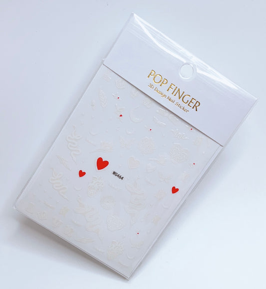 Snake - Heart - Letter - Tiger - Butterfly / Sticker / Red - White- #221
