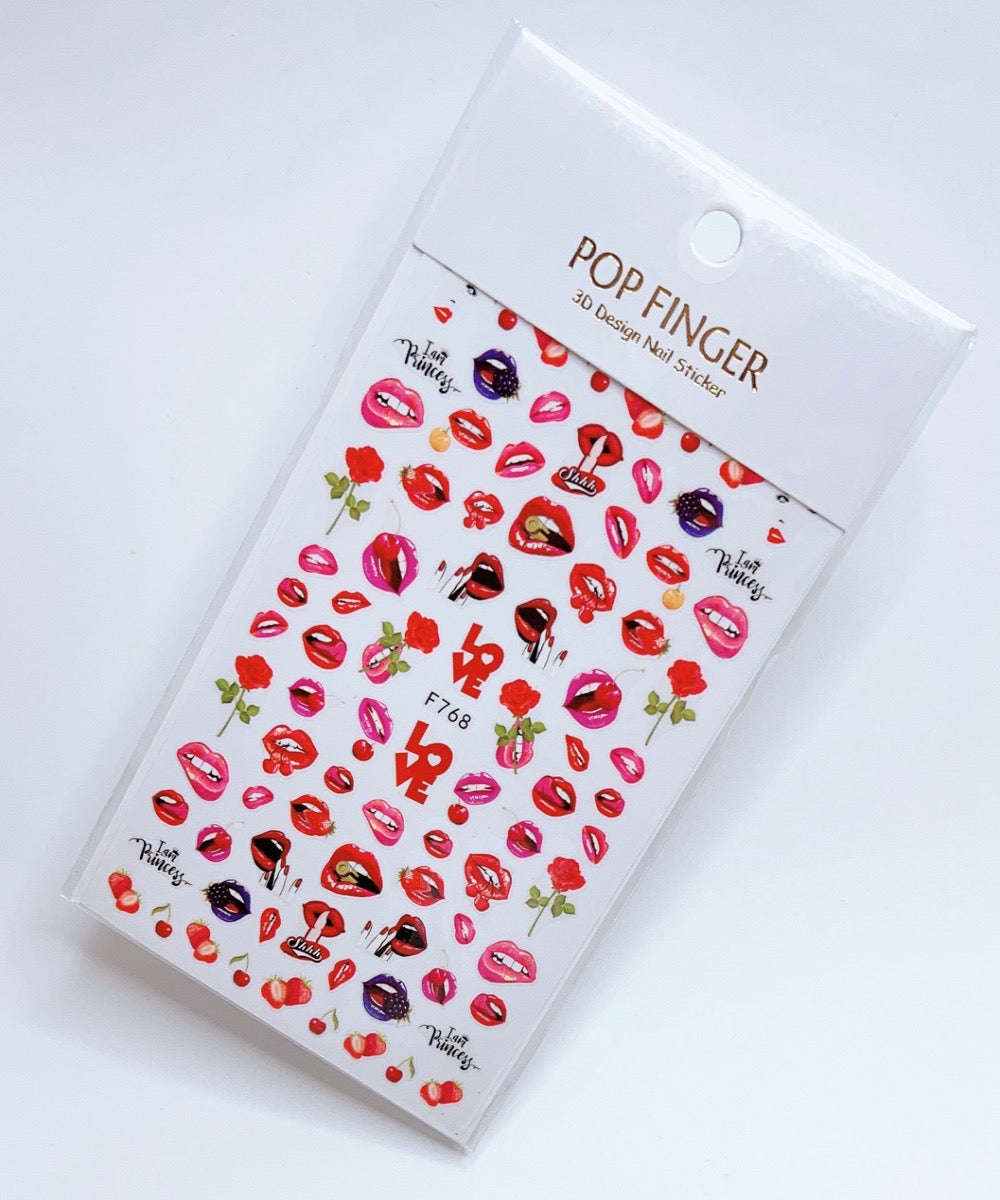 Valentine - Lips - Rose Flower / Sticker / Red - #231