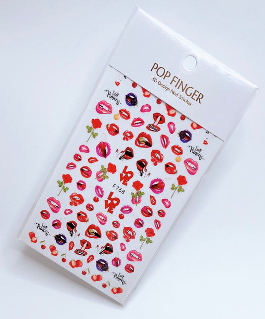 Valentine - Lips - Rose Flower / Sticker / Red - #231