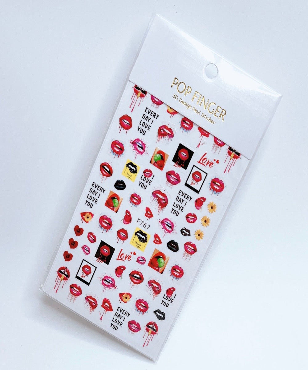 Valentine - Lips - Flower / Sticker / Red - #232