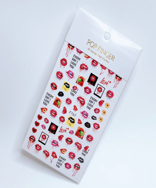 Valentine - Lips - Flower / Sticker / Red - #232