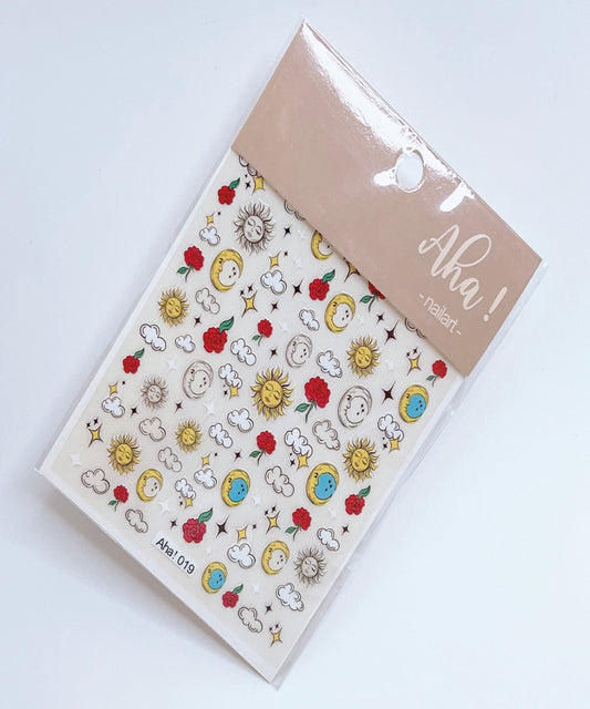 Sky - Sun - Cloud - Rose Flower - Star  / Sticker / Multi Colors - #279