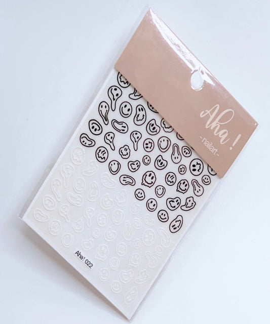 Melted Smiley Faces / Sticker / Black - White - #280