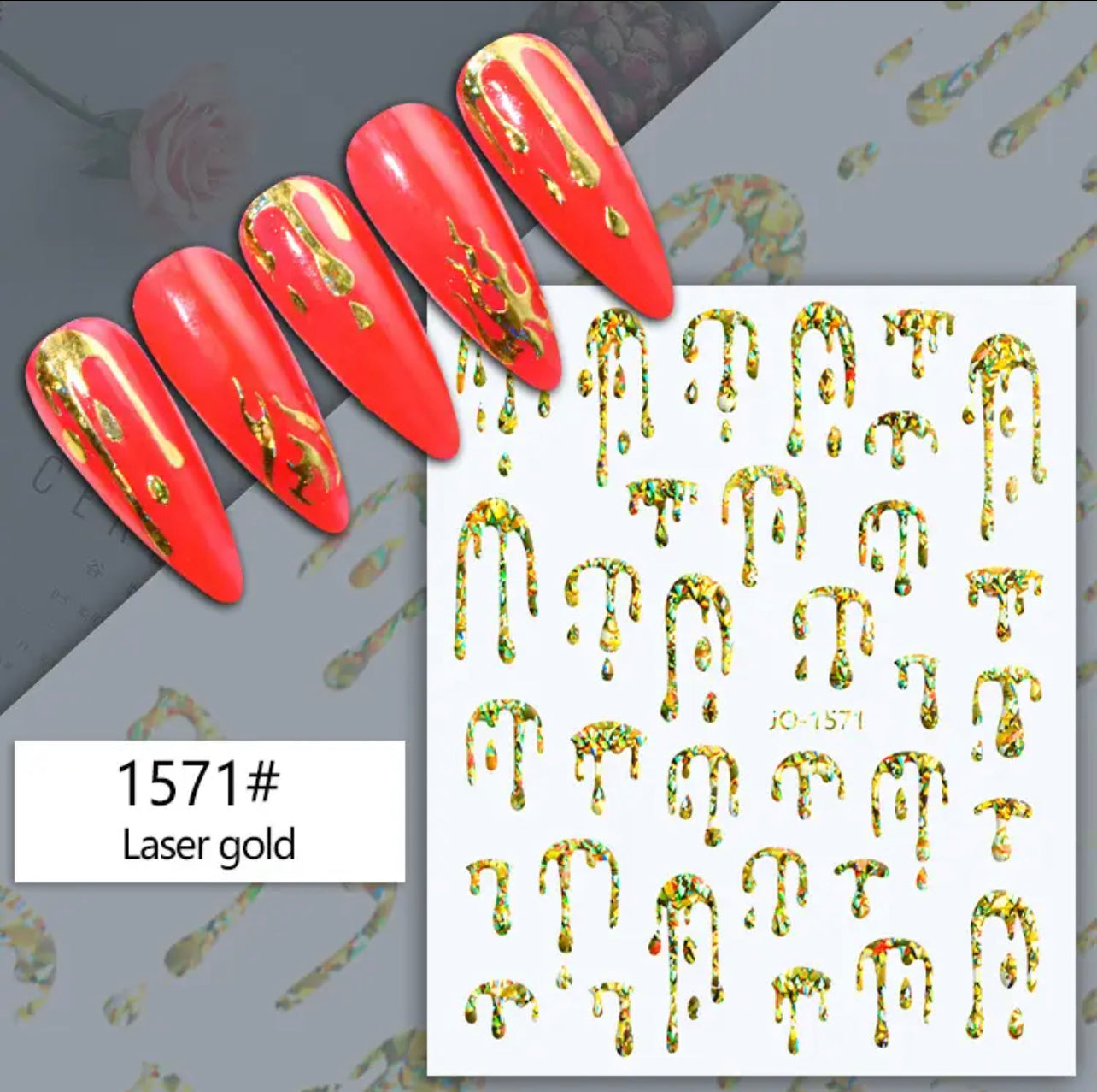 Water Drop  / Stickers / Laser Gold - #44