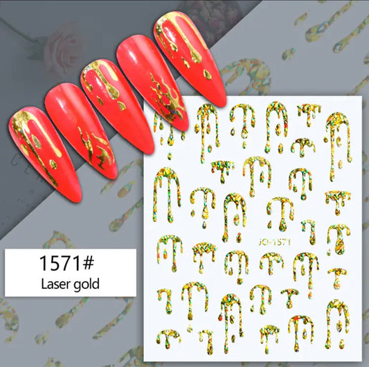 Water Drop  / Stickers / Laser Gold - #44
