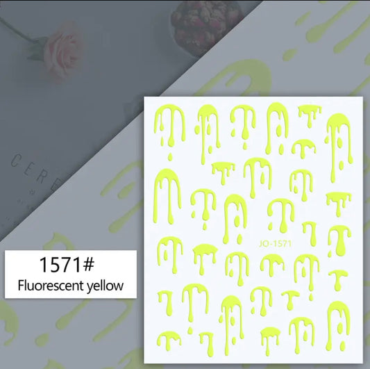 Water Drop  / Stickers /Fluorescent Yellow - #45
