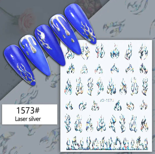 Flame / Stickers / Laser Silver - #48