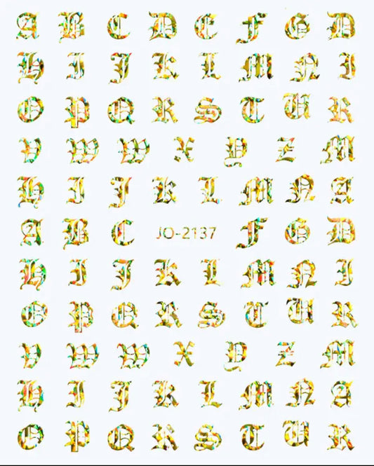 English Letters / Stickers / Laser Gold - #53