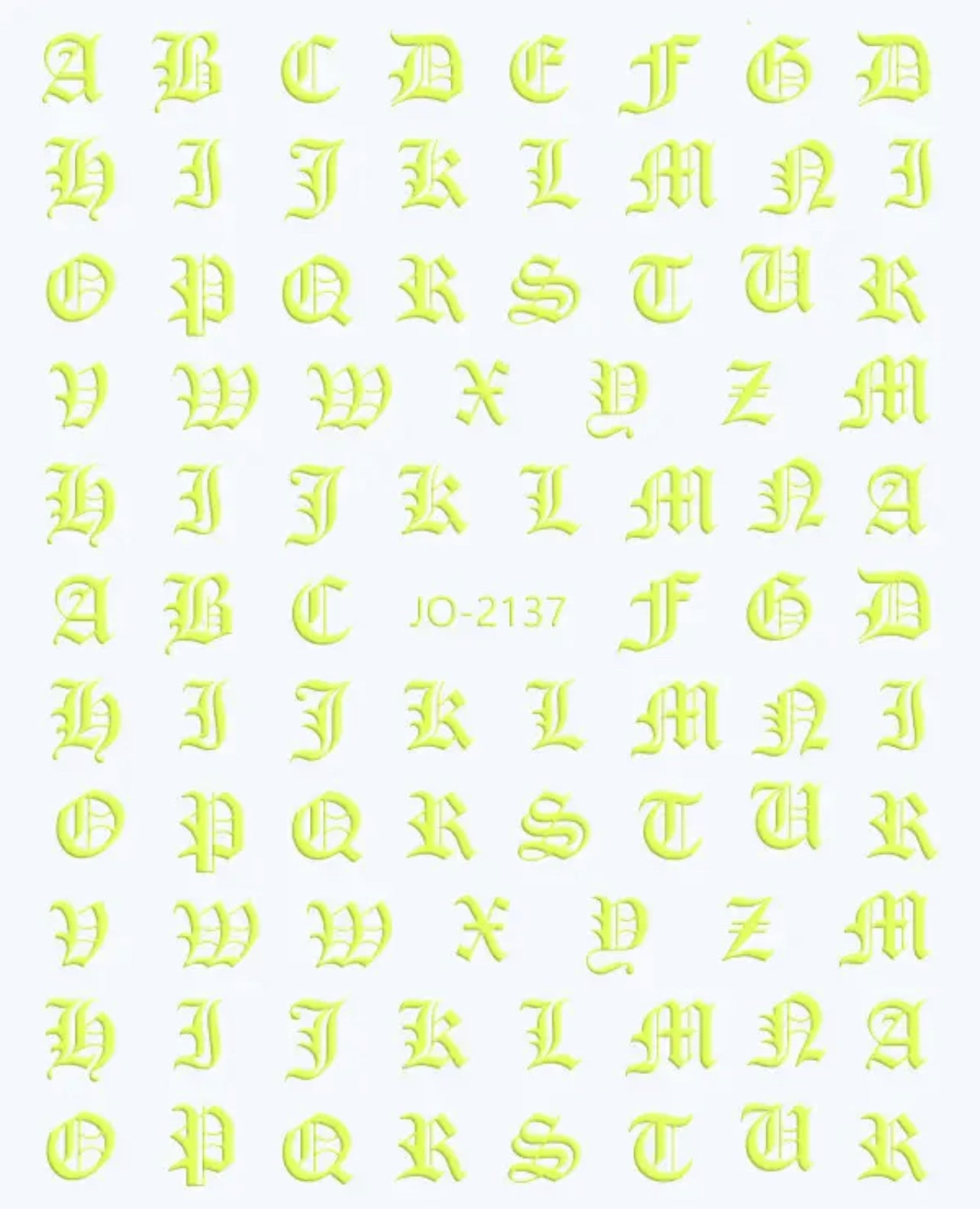English Letters / Stickers / Fluorescent Yellow - #56