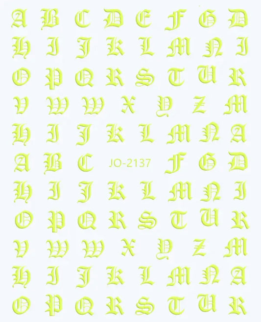 English Letters / Stickers / Fluorescent Yellow - #56