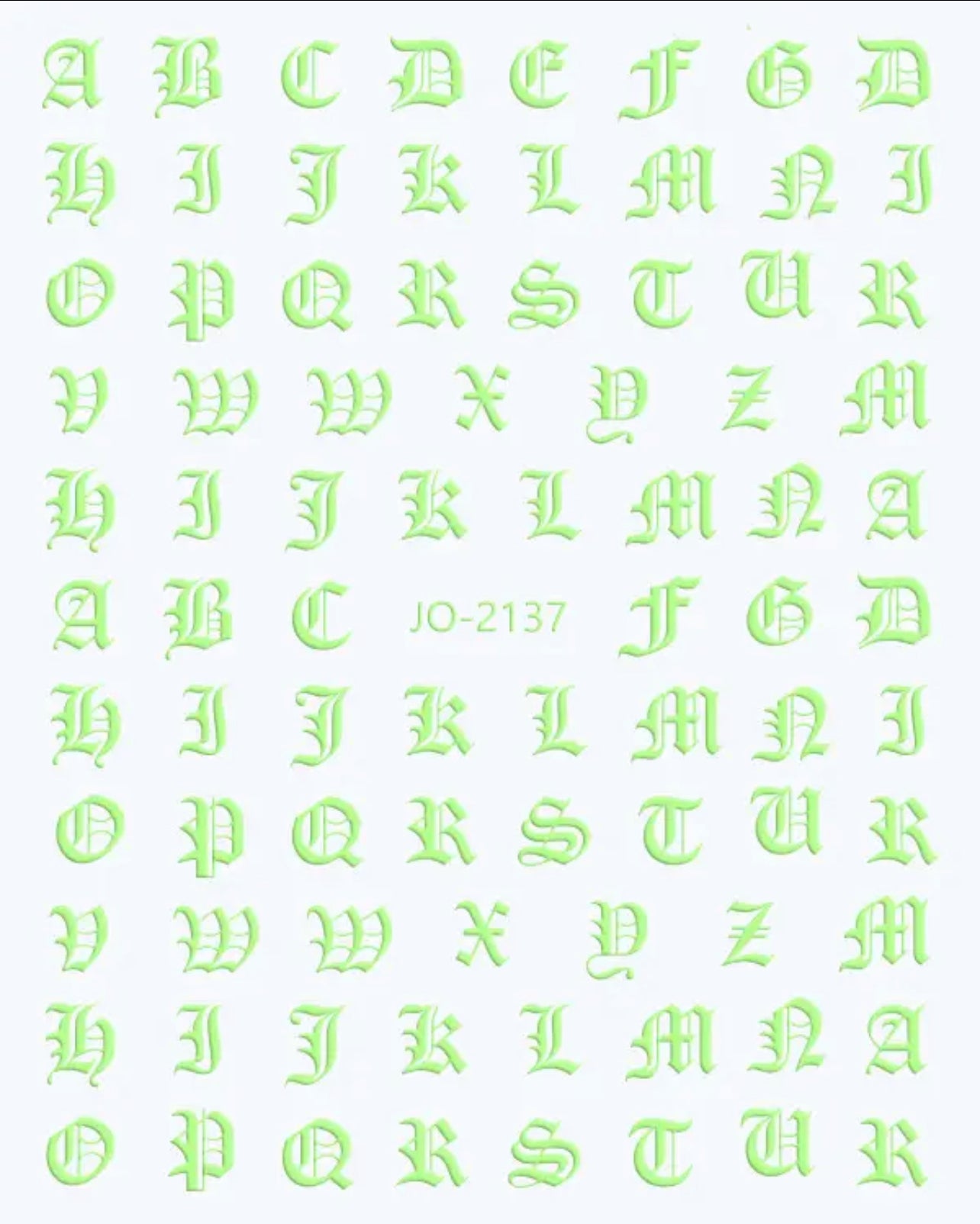 English Letters / Stickers / Fluorescent Green - #57