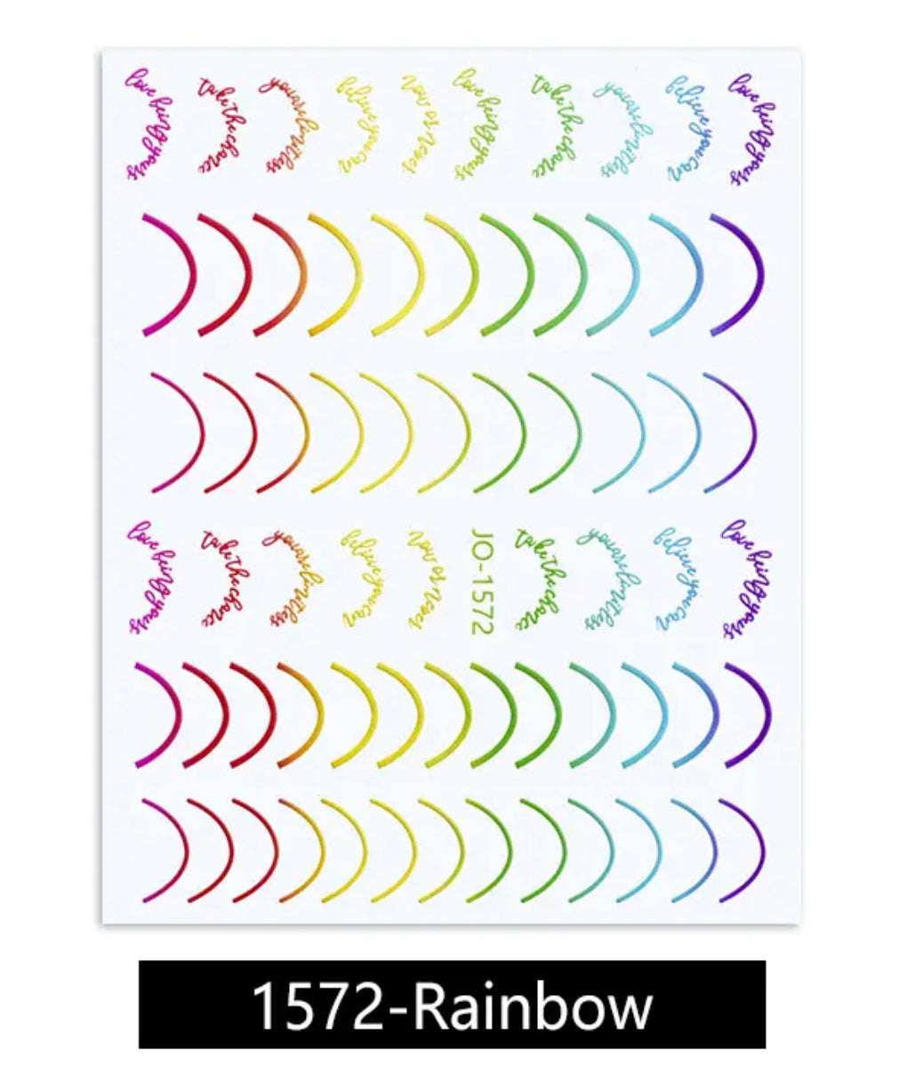 French Line / Letters / Stickers / Rainbow - #66
