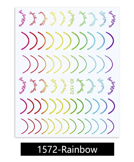 French Line / Letters / Stickers / Rainbow - #66