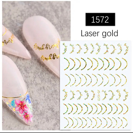 French Line / Letters / Stickers / Laser Gold - #67