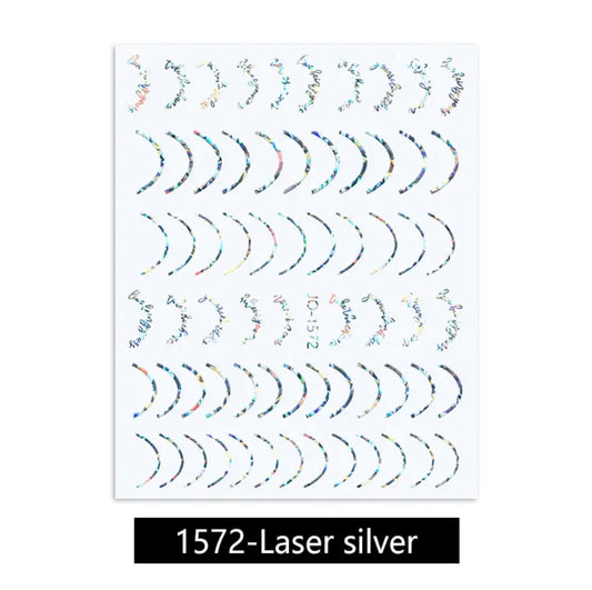 French Line / Letters / Stickers / Laser Silver - #69