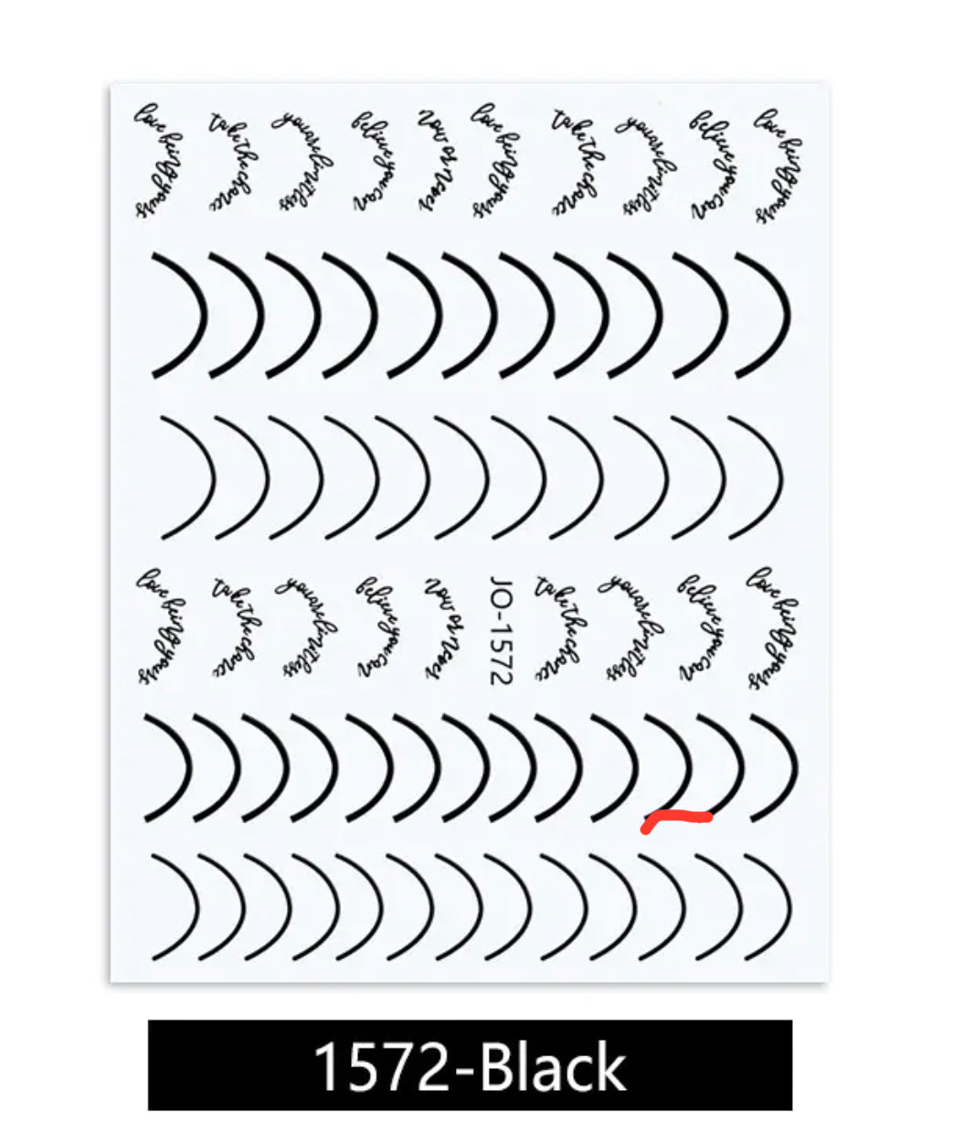 French Line / Letters / Stickers / Black - #70