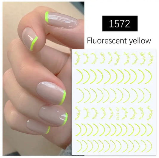 French Line / Letters / Stickers / Fluorescent Yellow - #71