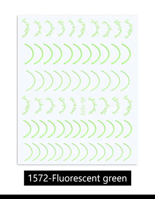 French Line / Letters / Stickers / Fluorescent Green - #72