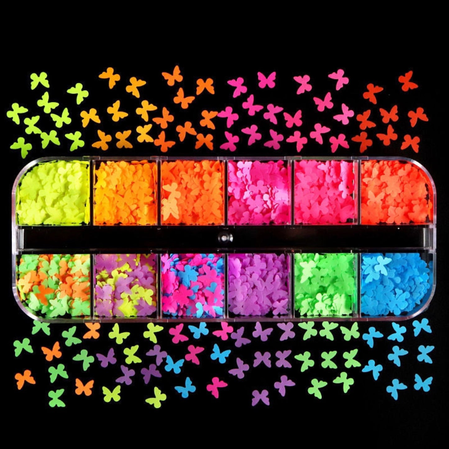 Neon Sequins - Nail Art - 12 Grids