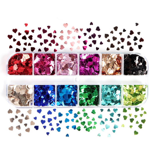 Heart Sequins - Nail Art - 12 Grids