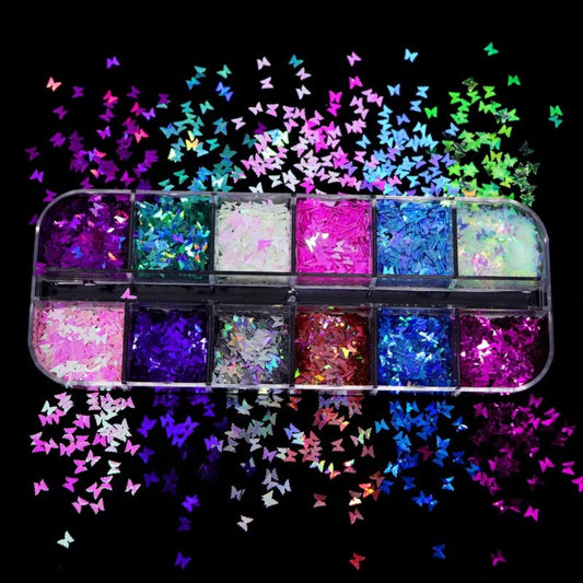 Butterfly Sequins - Nail Art - 12 Grids