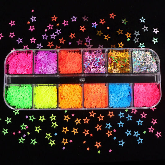 Neon Sequins - Nail Art - 12 Grids
