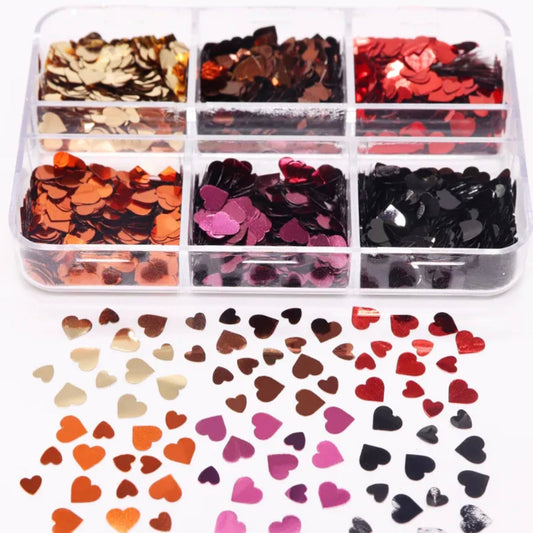 Heart Sequins - Nail Art - 6 Grids